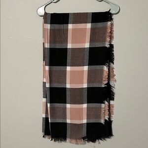 Just Cozy Brand: Plaid Black,white  and Pink Women's large Scarf. App. 50 by 53